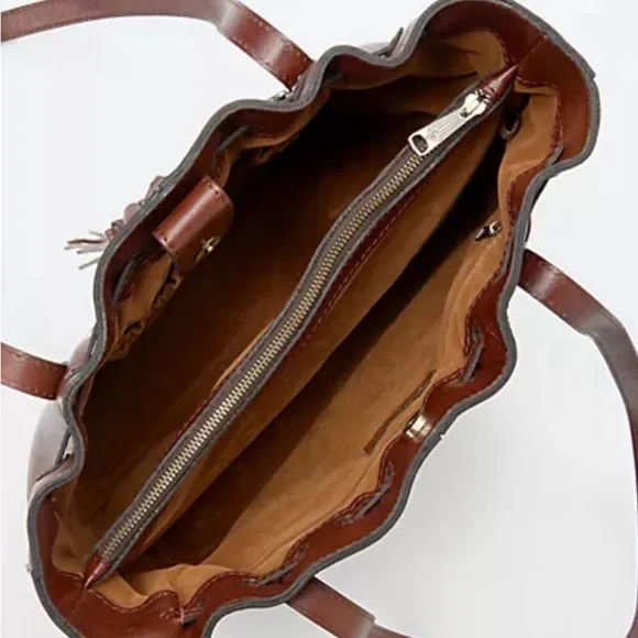 Patricia Nash Leather Drawstring Witney Large Bag Distressed Tan AUTHENTIC NWT - Picture 9 of 11